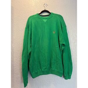 Tommy Hilfiger Mens XL Green Cotton Crewneck Sweater Embroidered Crest Logo